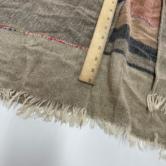 Do Everything In Love Sweater Women One Size Tan Striped‎ Fringe Anthro Kimono - Picture 7 of 8